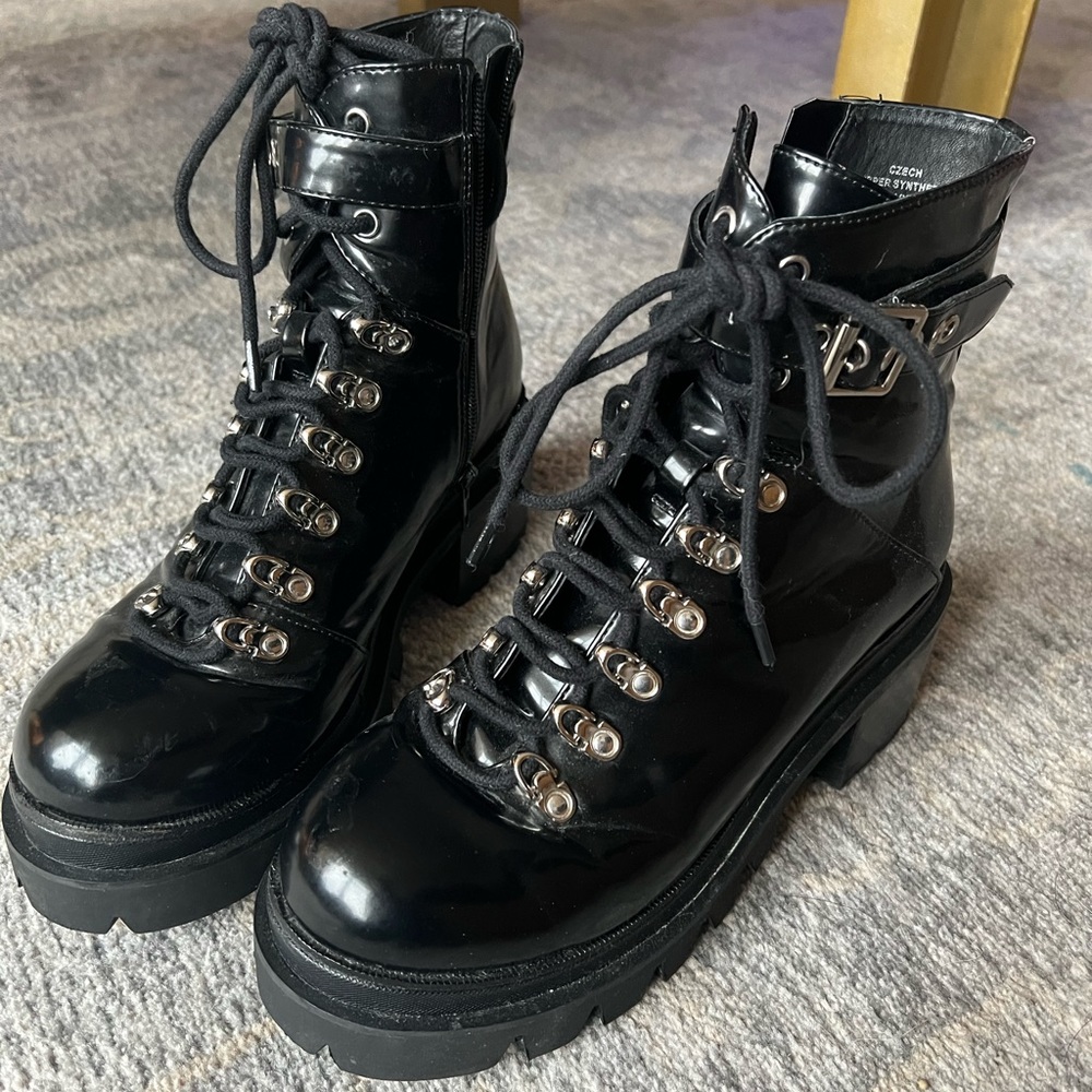 Jeffrey Campbell Czech Black Lace Up Boots